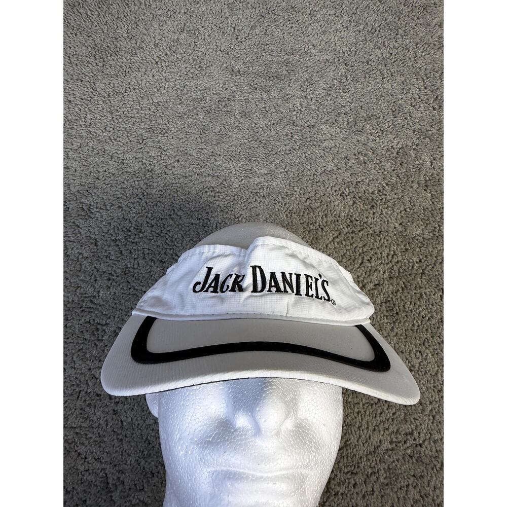 Jack Daniel's Hat Visor Strap Back Mens One Size White Embroidered Microfiber